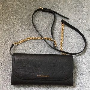 Classic Black Burberry Crossbody Chain Wallet